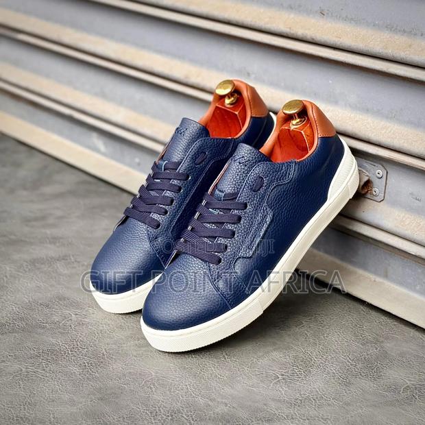 Navy Blue Leather Zegna Smart Casual Shoes