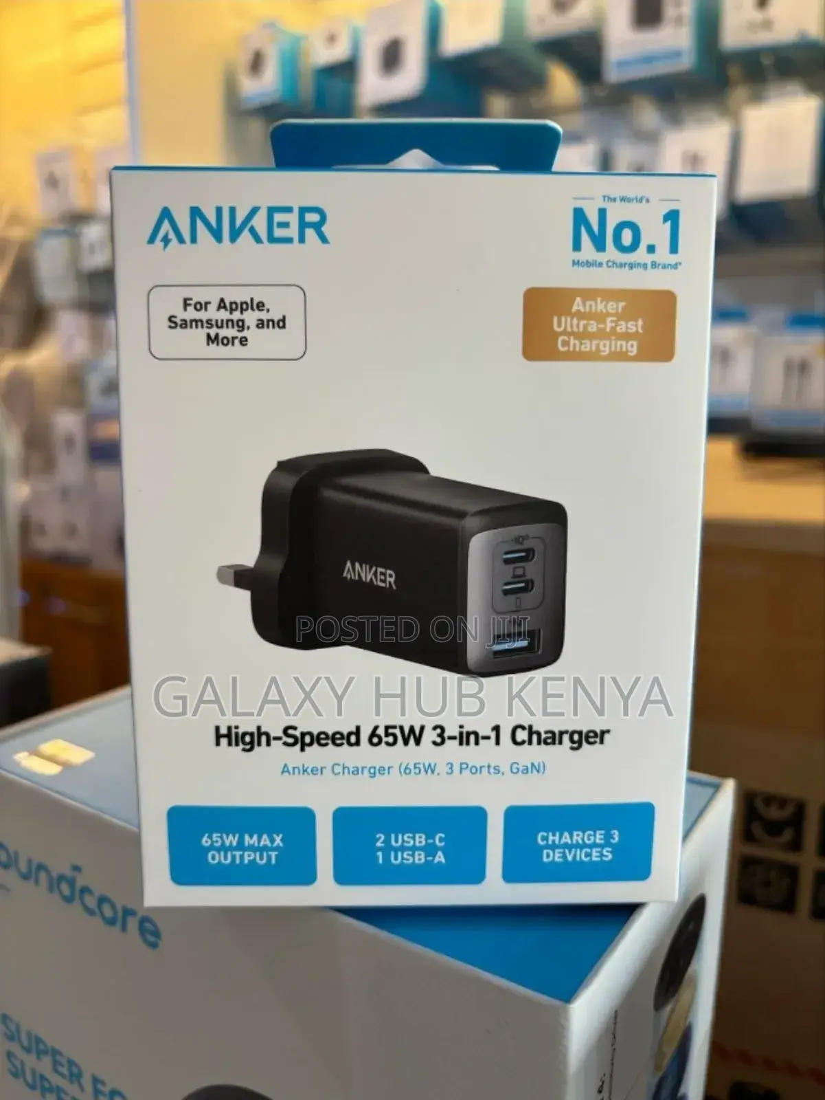 Anker Powerport Iii 3-Port 65w Pod – High Speed Usb-C
