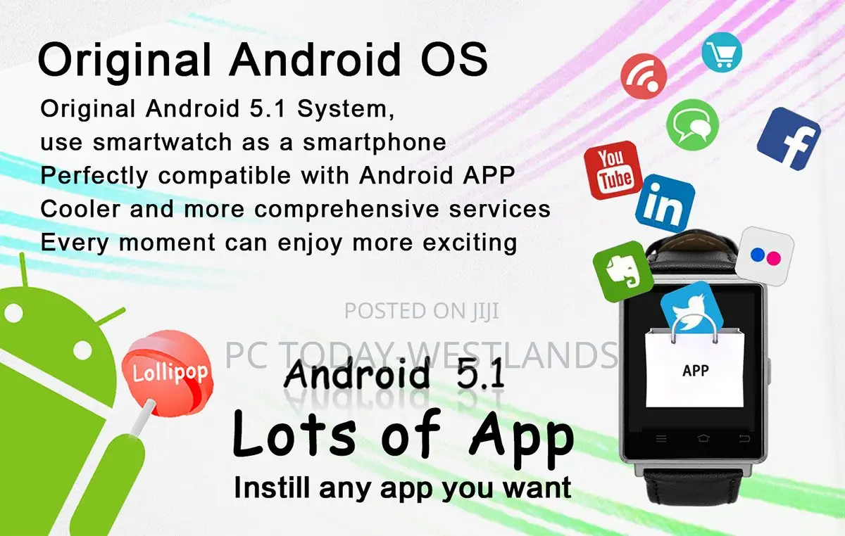 D6 Android Watch With Wifi, Heart Rate 3g Smart Watch