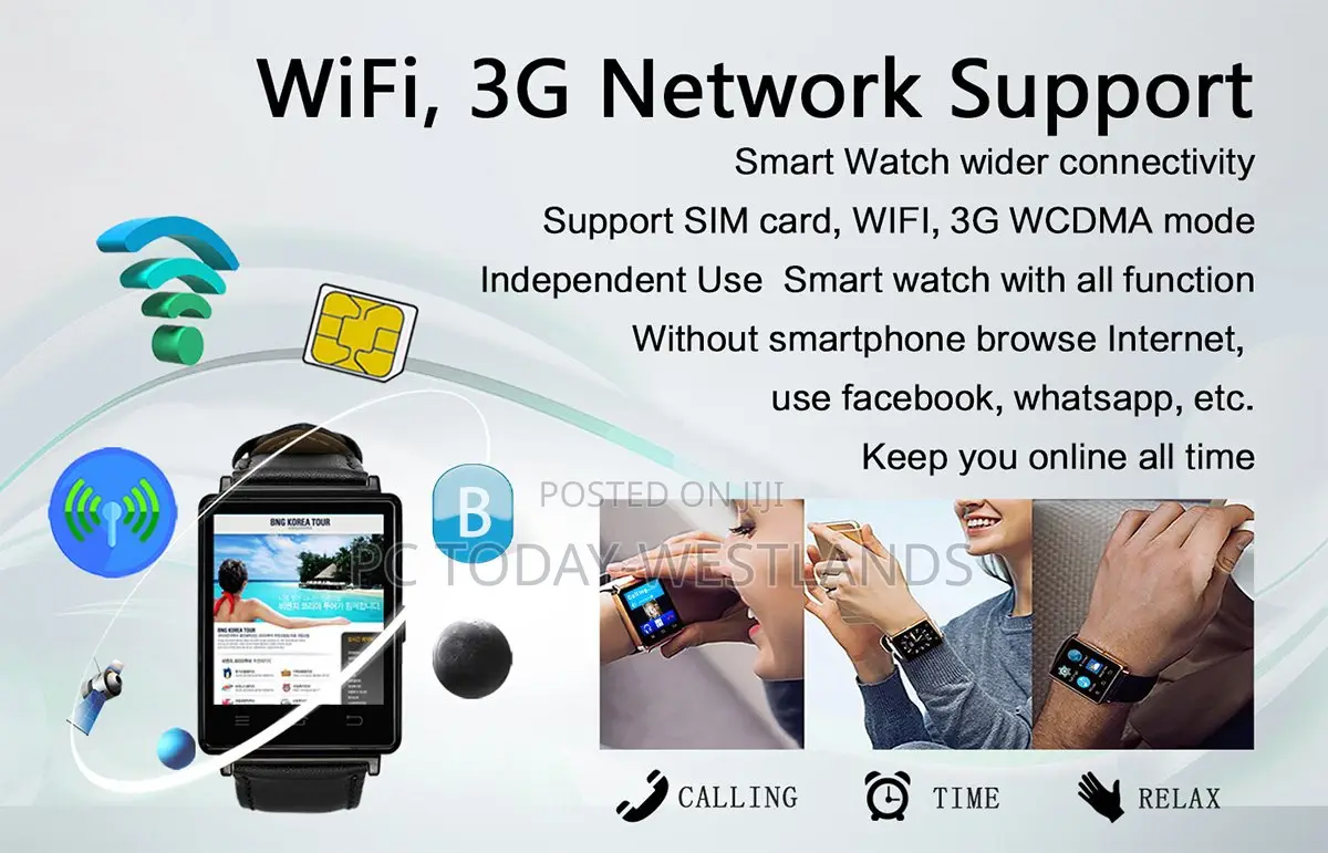 D6 Android Watch With Wifi, Heart Rate 3g Smart Watch