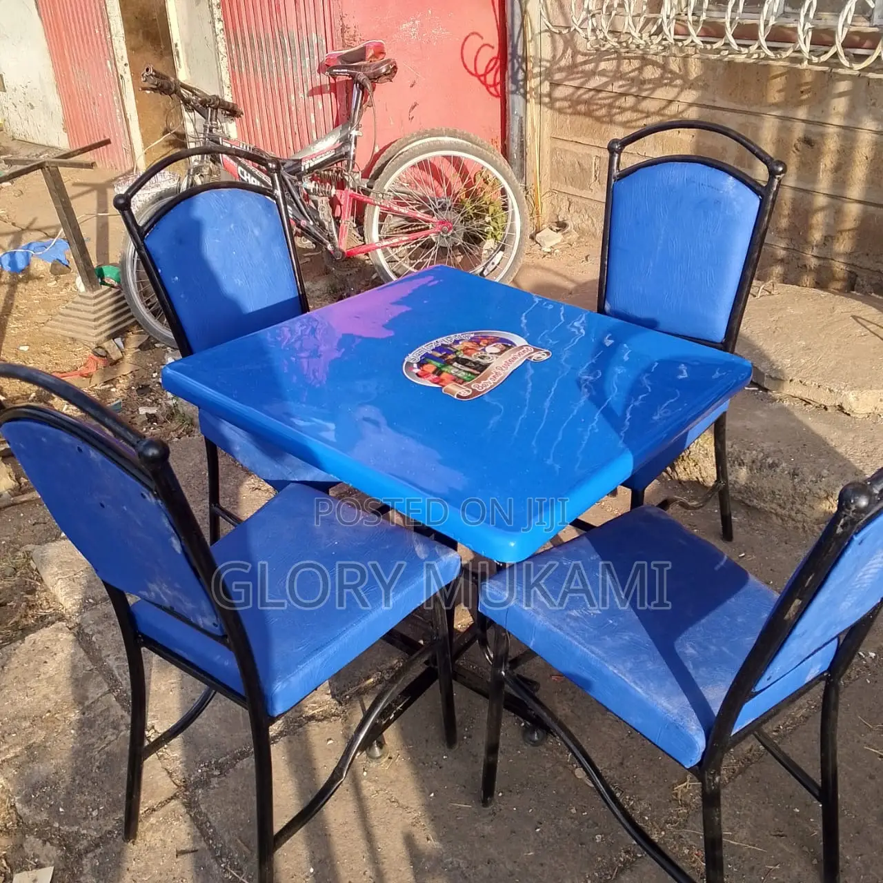Restaurant And Bar Blue Chairs And Square Table