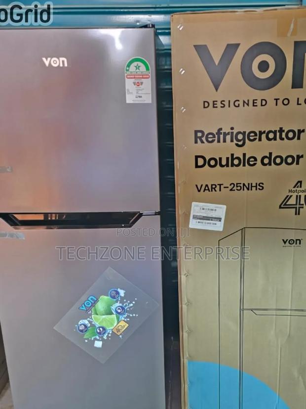 Von Vart-25nhs No Frost Double Door Fridge 220l Silver ;