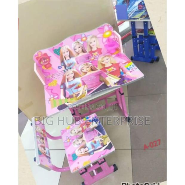 Pink Adjustable Kids Study Table and Chair Children Desk - main view