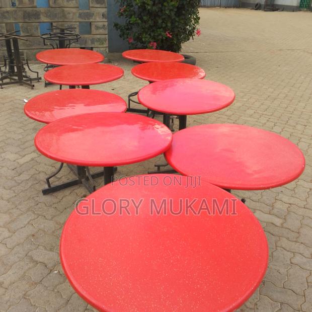 Round Red Marble Restaurant Table - main view