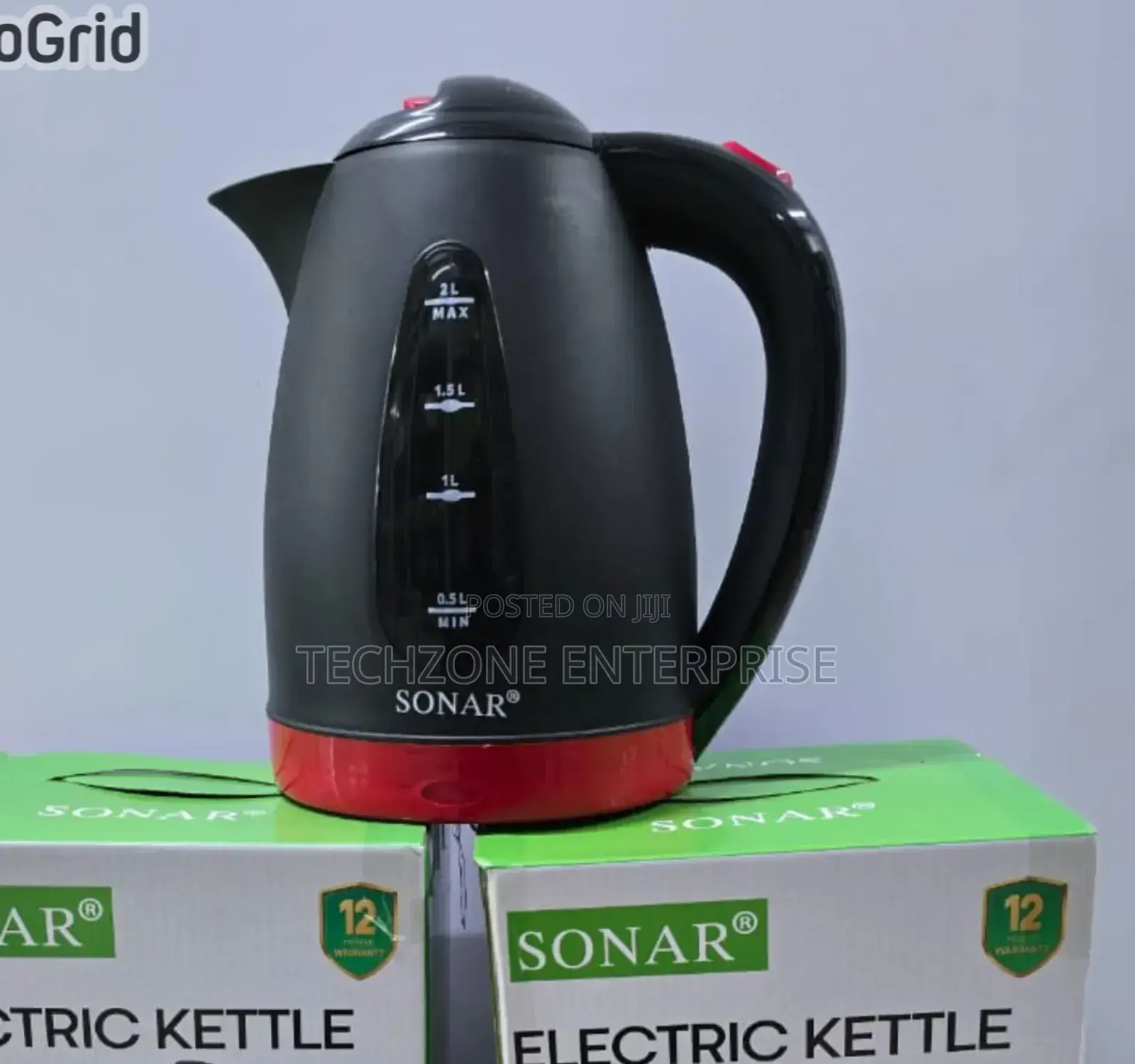 Kettle - Black Sonar 2 Litres Cordless Electric Kettle
