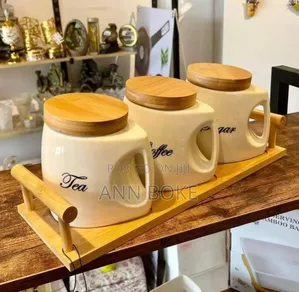 *3pcs Canisters Set With Bamboo Tray, Cute and Elegant Cans