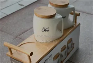 *3pcs Canisters Set With Bamboo Tray, Cute and Elegant Cans