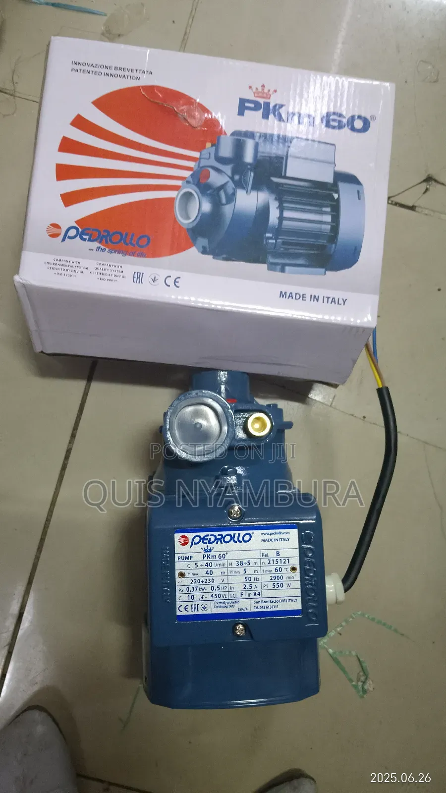 Pedrollo Pump 0.5hp Booster Pump Machine