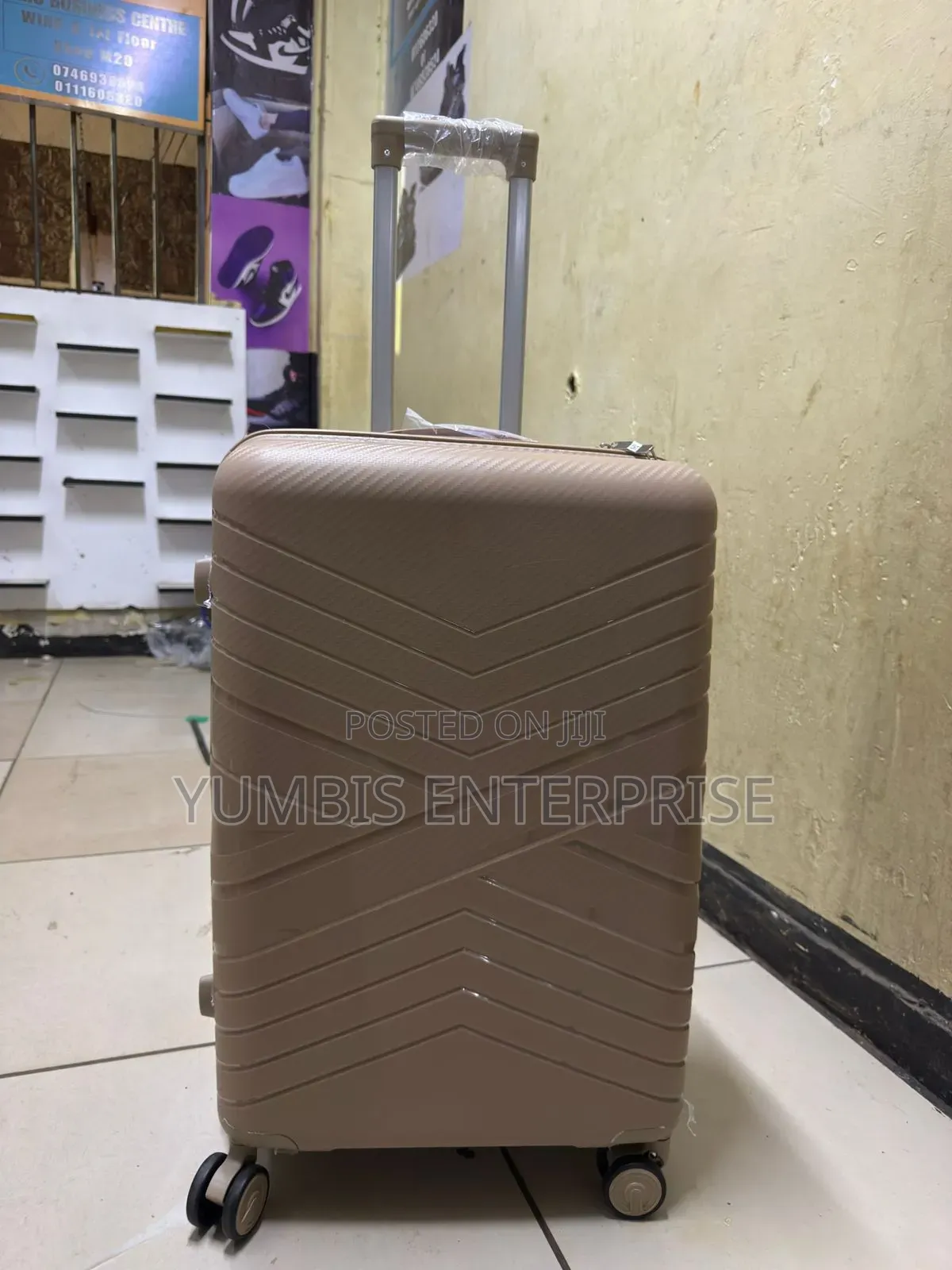 Beige Medium Size Height 66cm Rubber Suitcase