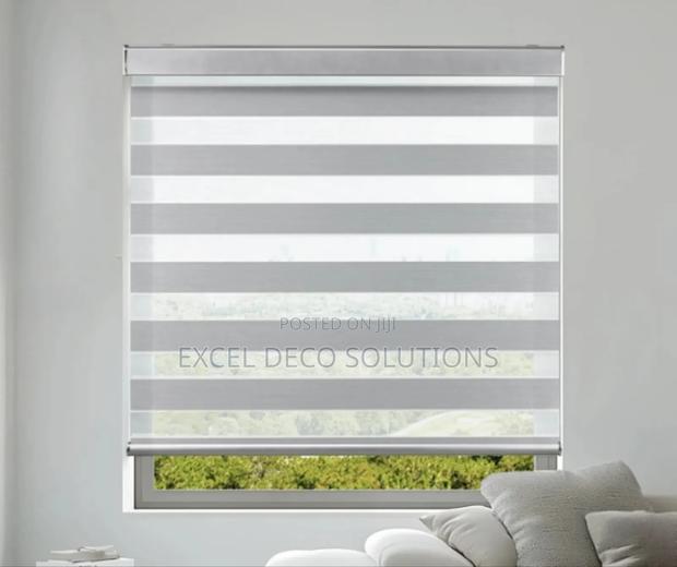 Elegant Beige Zebra Blinds for Neutral Decor