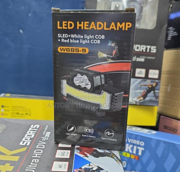 Led Headlamp With White & Red/Blue Cob Lights – W685-5 - main view