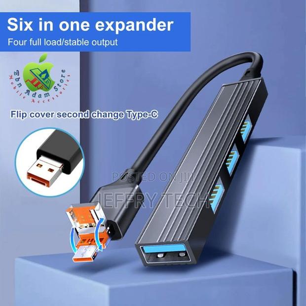 6 in 1 Usb + Type-C to 4*Usb Portable High Speed Transmissi