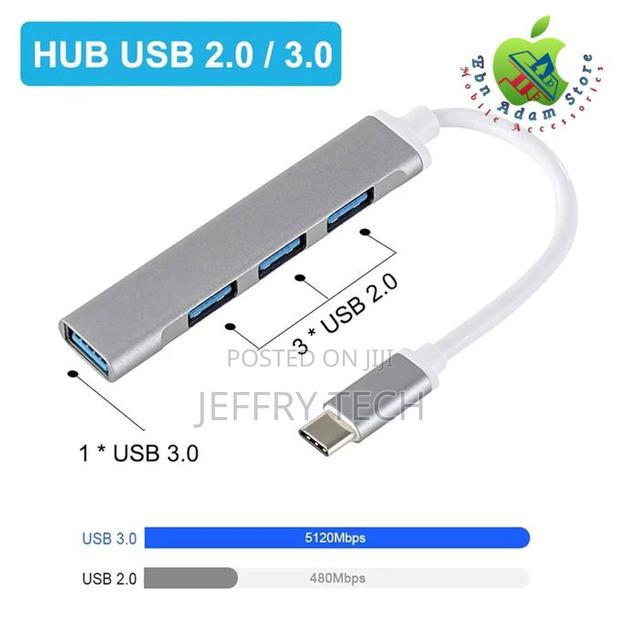 Type-C to Usb 3.0, 4 Ports Hub Jh-112 Aluminum Alloy Lightwe