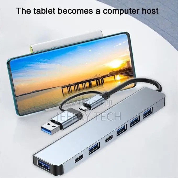 Usb Hub 7 in 1 With Aluminum Type C Adapter