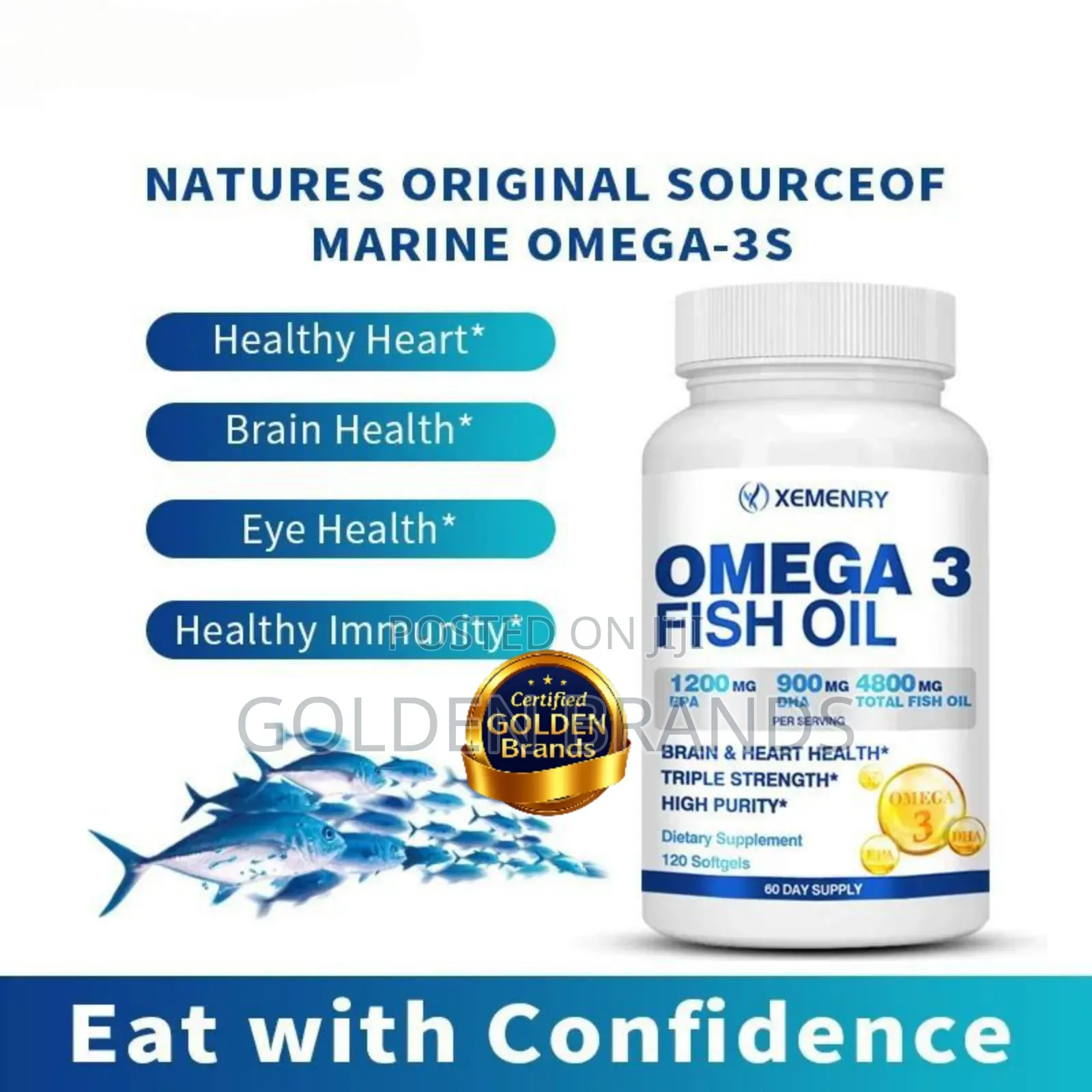 Omega 3 Fish Oil-Immunity, Joint, Eye, Skin Health 60 PCS