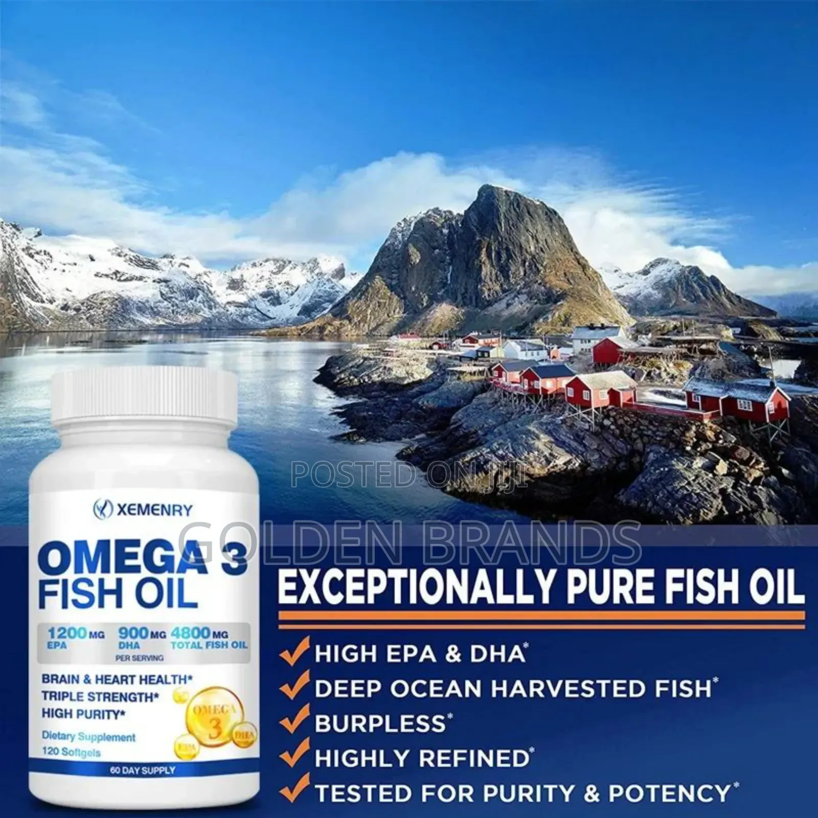 Omega 3 Fish Oil-Immunity, Joint, Eye, Skin Health 60 PCS