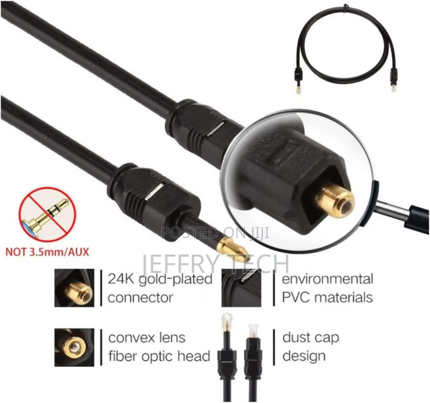 Digital Toslink to Mini Toslink Cable 3.5 Optical Spdif R 1m