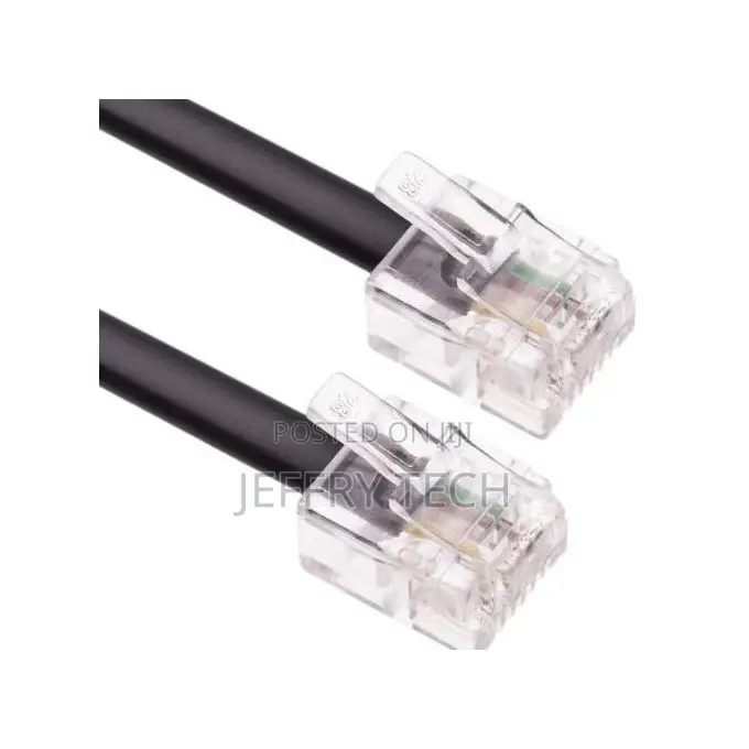 Black Telephone Cable Rj11 Male to Rj11 Male 10 Meters