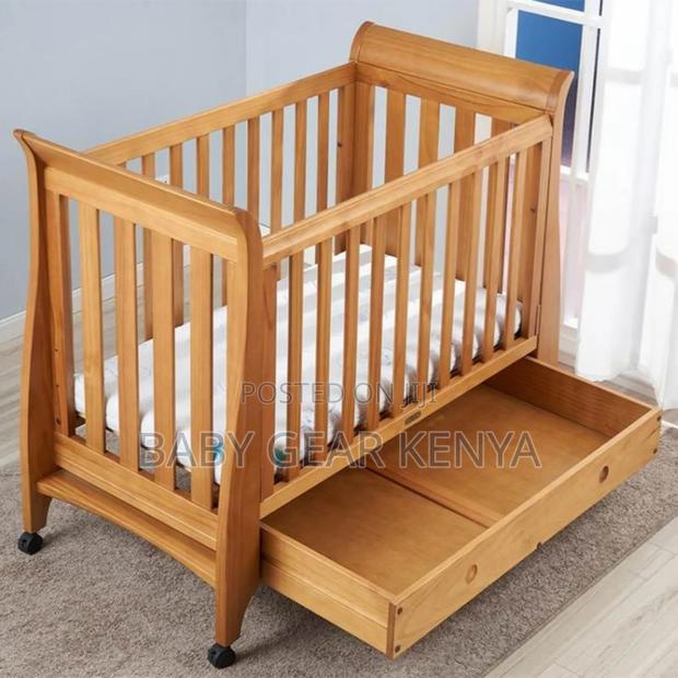 Brown Mahogany Baby Cot - main view