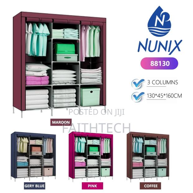 3-Column Portable Metallic Wardrobe