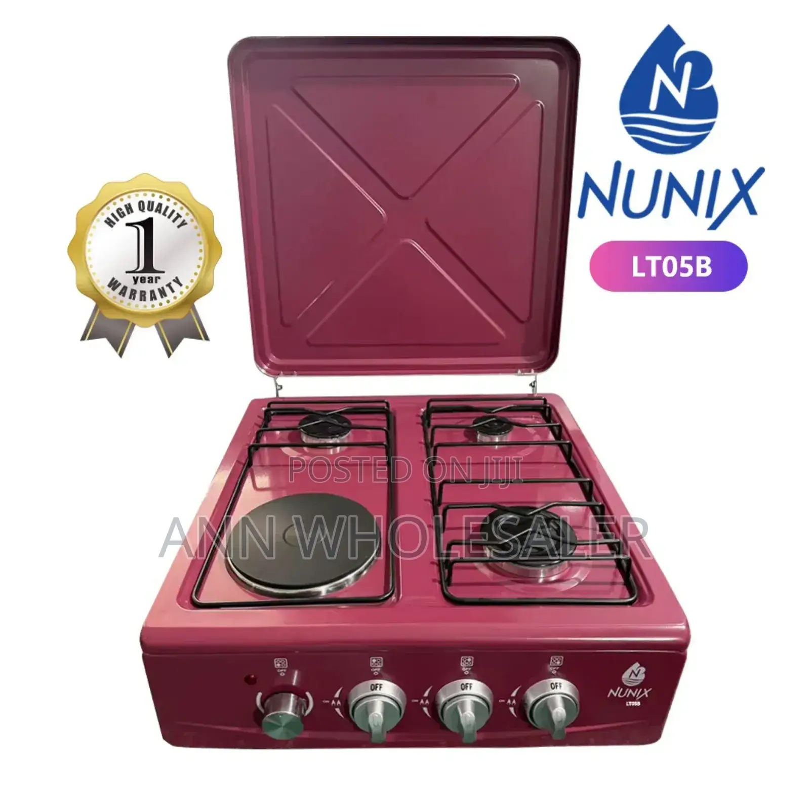 Nunix Table Top Cooker 3 Gas + 1 Electric Burner Stove Tc-56