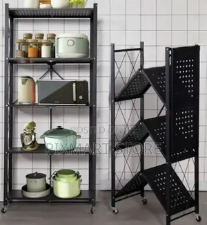 5-Layer Foldable Kitchen Rack – Strong Carbon Steel