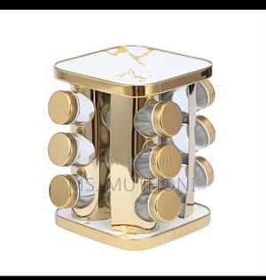 Spice Rack Gold With Marble Top - thumbnail 2
