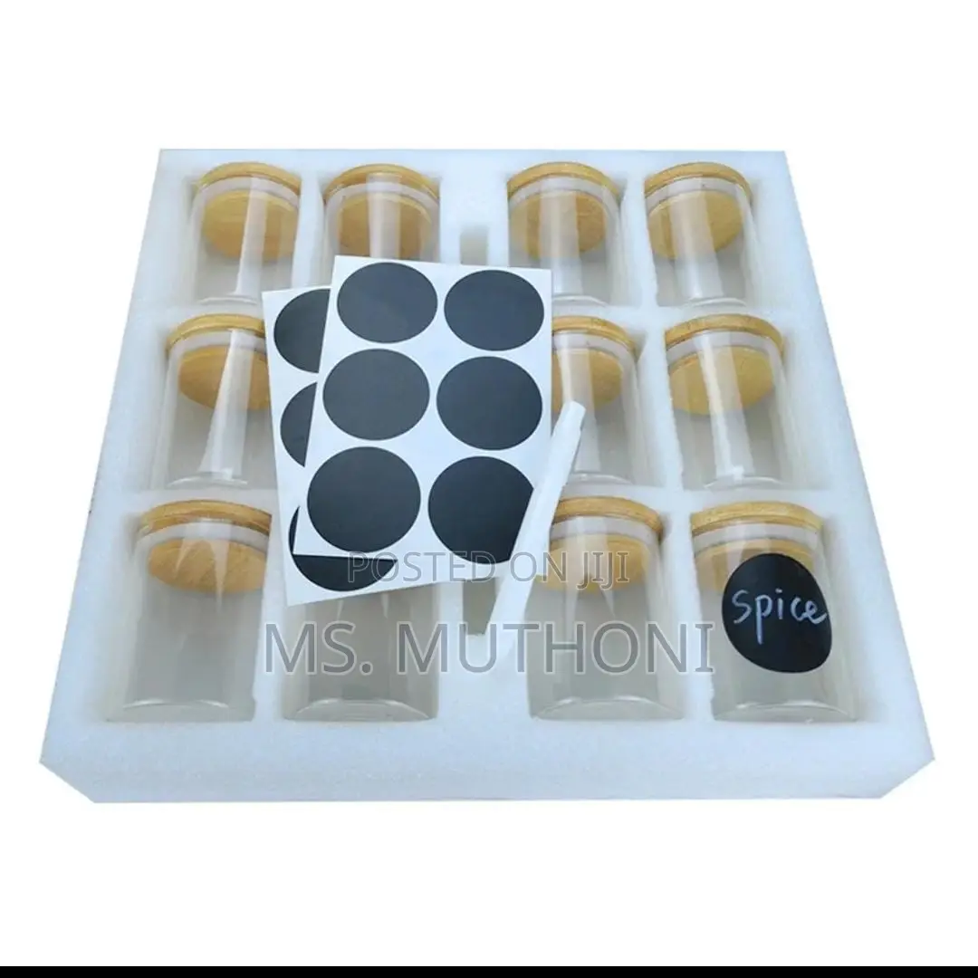 Round Glass Jars Set 12pc Jars Mlids Labels +Pen