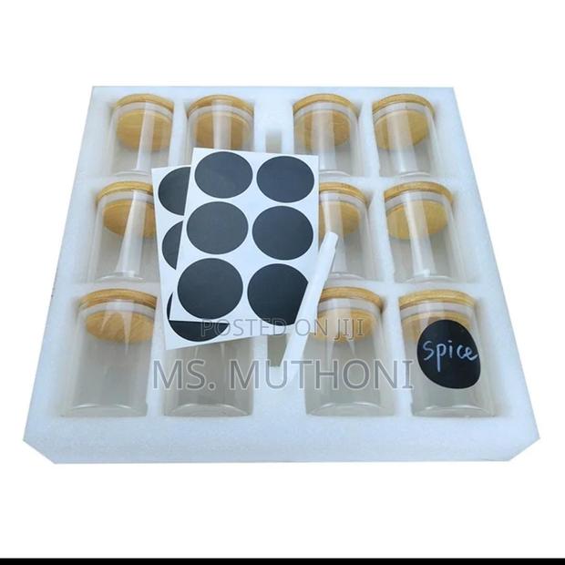Round Glass Jars Set 12pc Jars Mlids Labels +Pen - thumbnail 4