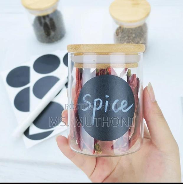 Round Glass Jars Set 12pc Jars Mlids Labels +Pen - thumbnail 3