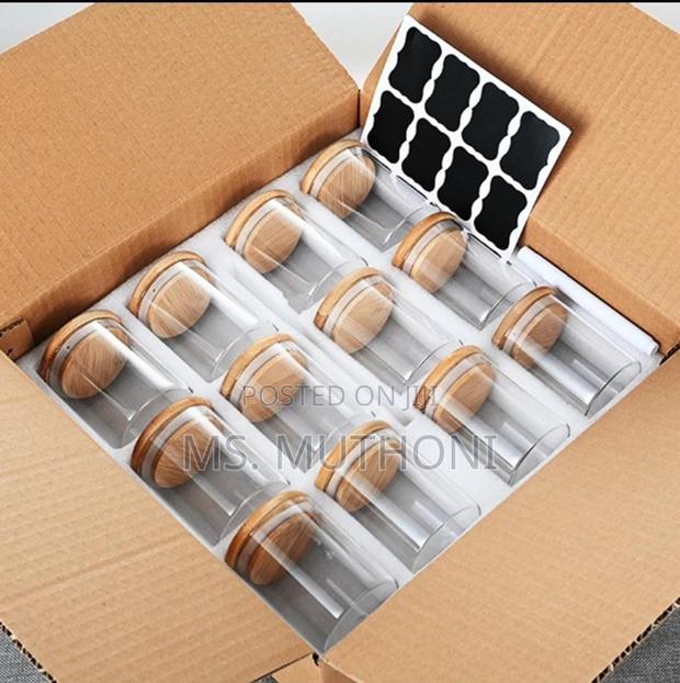 Round Glass Jars Set 12pc Jars Mlids Labels +Pen - main view