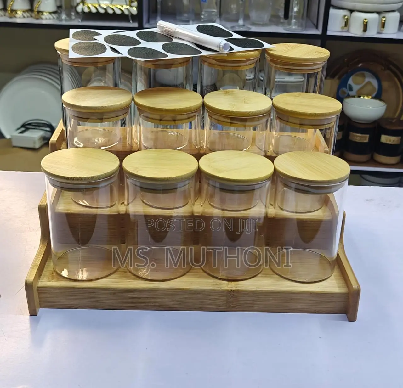 Big Size Glass Spice Jars With Airtight Bamboo Lids 350ml