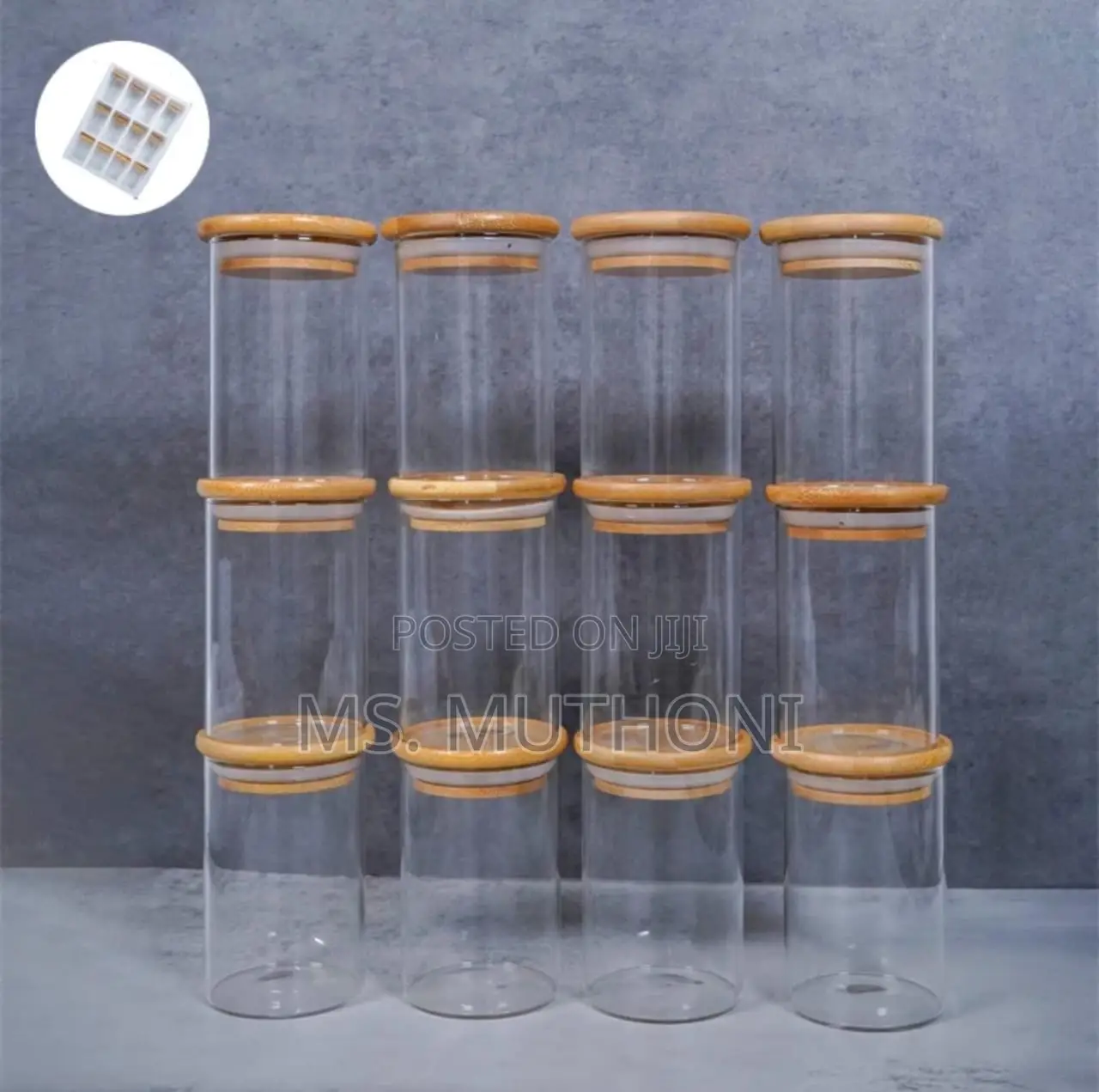 Big Size Glass Spice Jars With Airtight Bamboo Lids 350ml