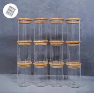 Big Size Glass Spice Jars With Airtight Bamboo Lids 350ml