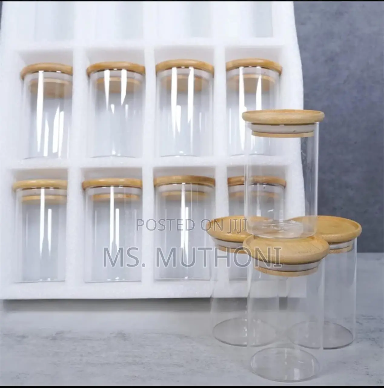 Big Size Glass Spice Jars With Airtight Bamboo Lids 350ml
