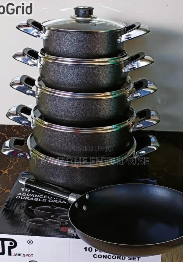 Black 10 Pieces Heavy Duty Jp Non Stick Cookware Set ;