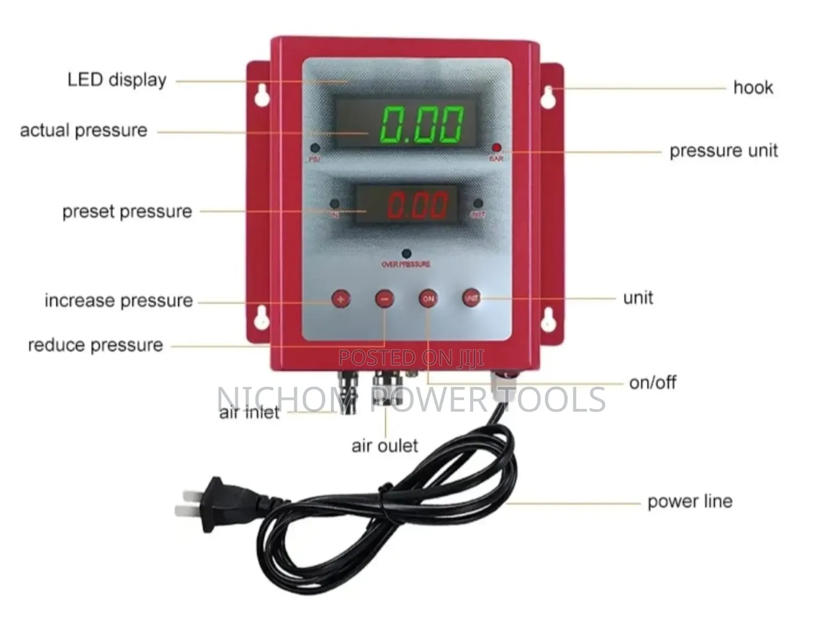 Toller Digital Petrol Station Tyre Inflator Gauge
