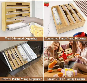 ☆4 in 1 Roll Aluminium, Foil Plastic Wrap Dispenser