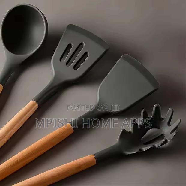 12pcs Silicone Cooking/ Serving Spoons Set With Holder