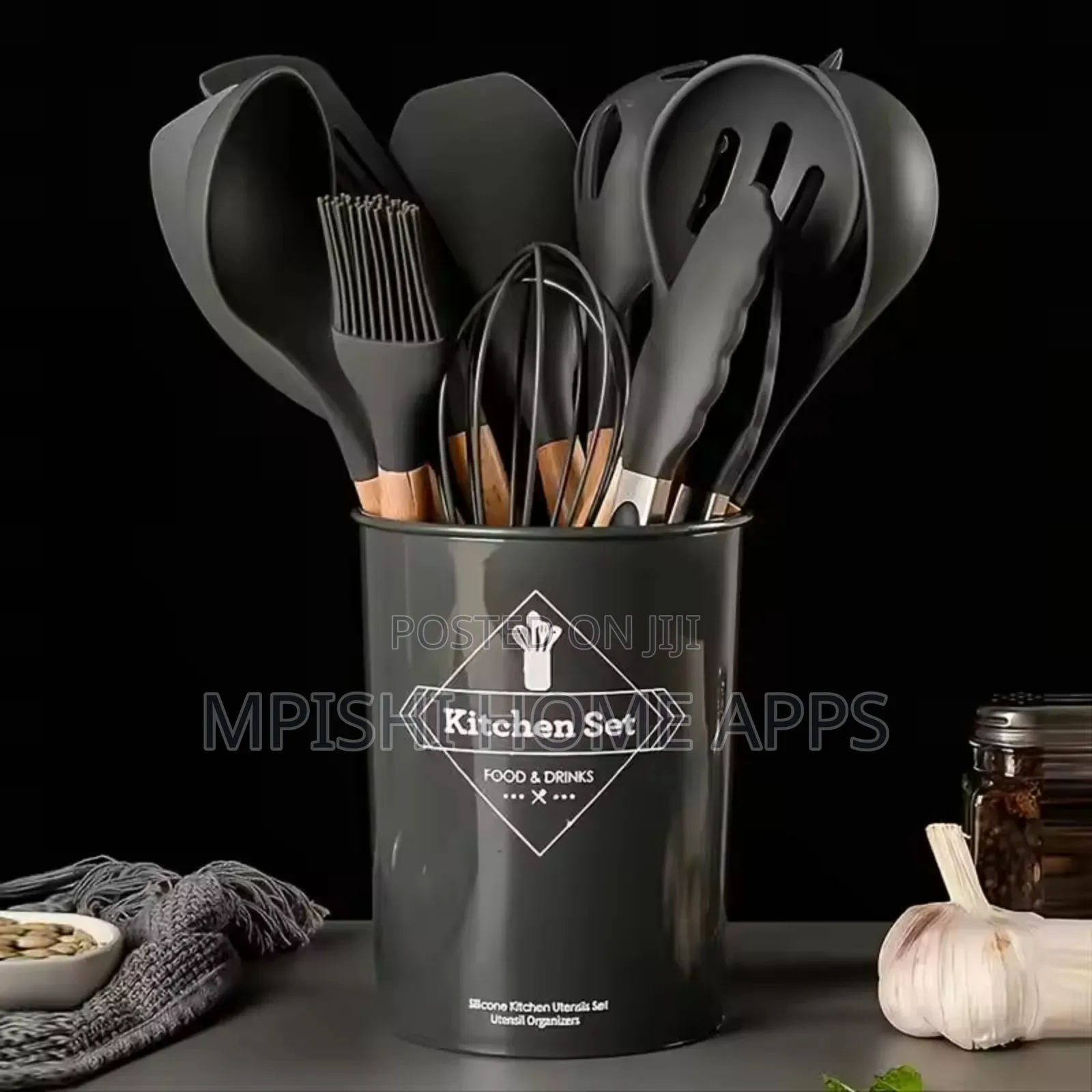 12pcs Silicone Cooking/ Serving Spoons Set With Holder