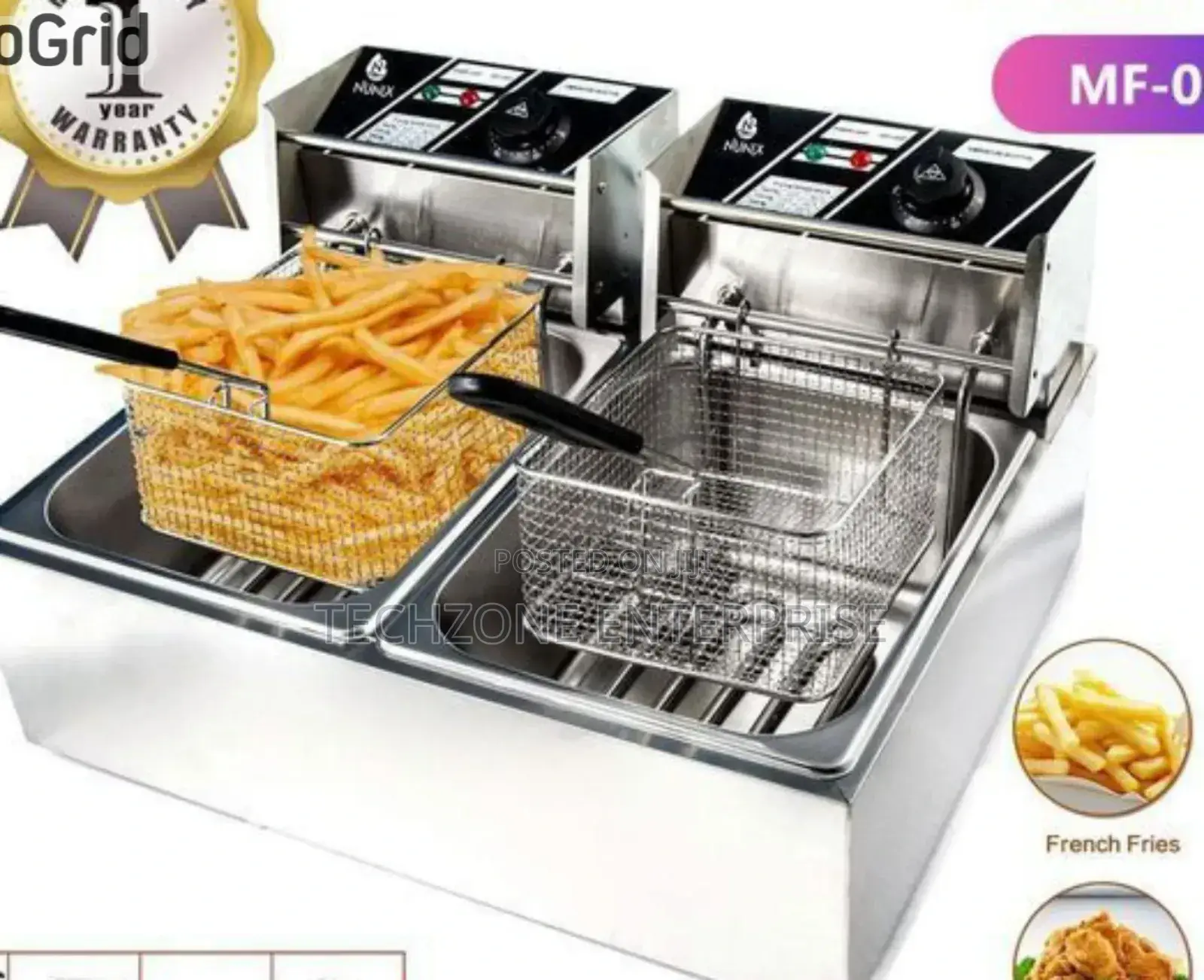 Nunix Double Tank 6l+6l Stainless Steel Double Deep Fryer