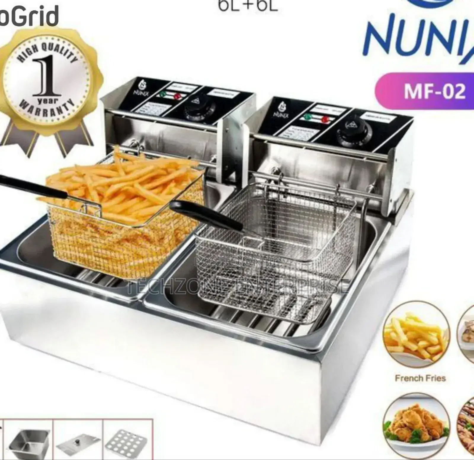 Nunix Double Tank 6l+6l Double Deep Fryer - 12 Litres ;
