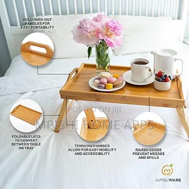 Breakfast in Bed Foldable Bamboo, Brown Wooden - thumbnail 3