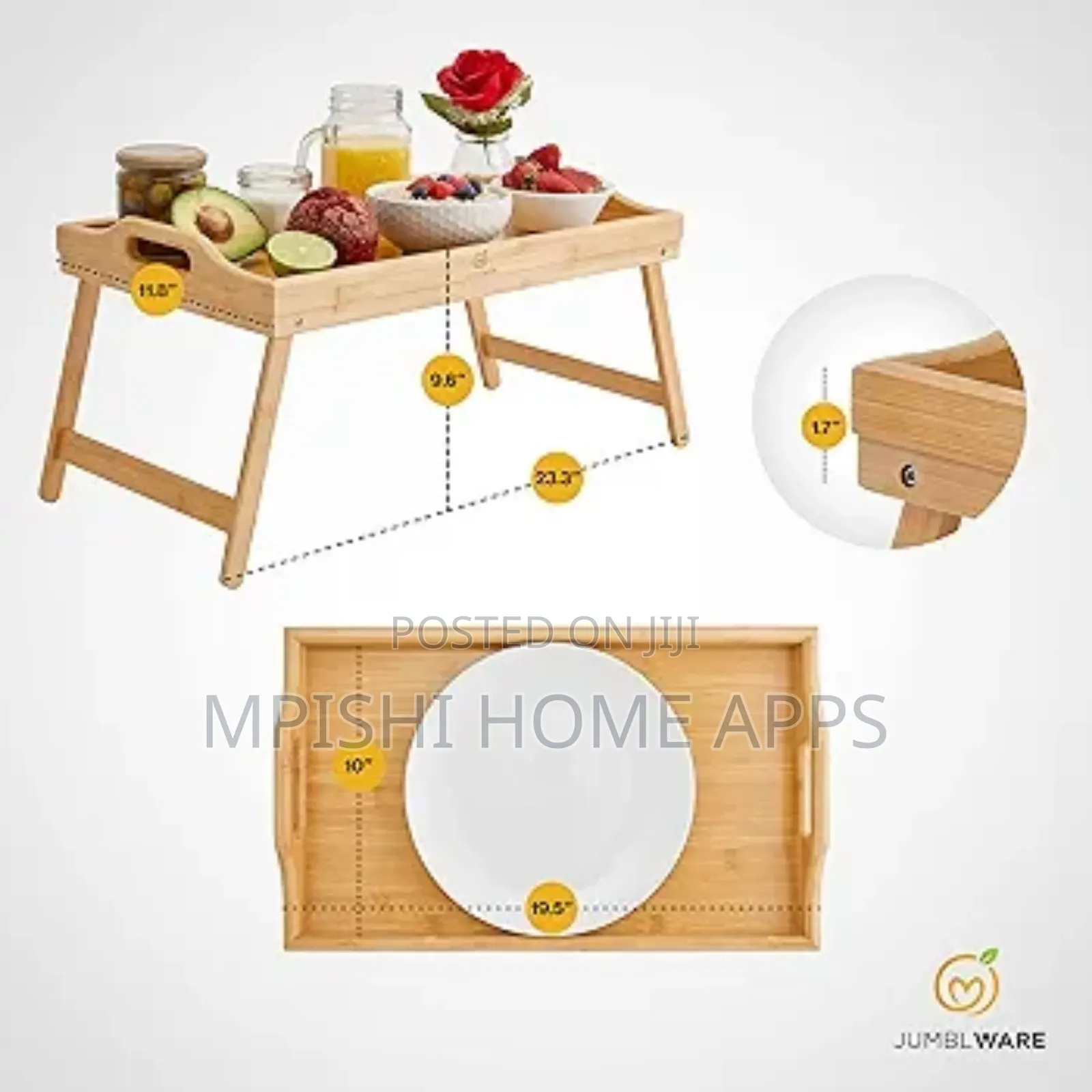 Breakfast in Bed Foldable Bamboo, Brown Wooden
