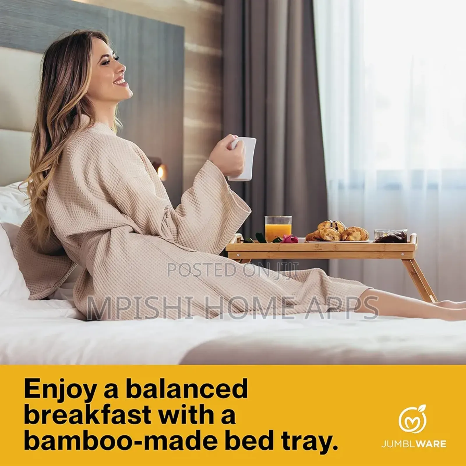 Breakfast in Bed Foldable Bamboo, Brown Wooden