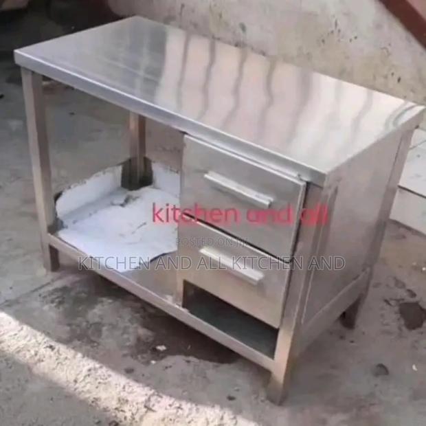 Kitchen Table With Drawers All Stainless - main view