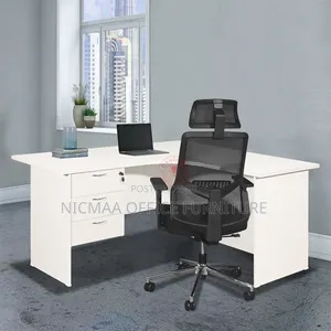 Whiteedge Writing L-Desk With Lockable Drawers