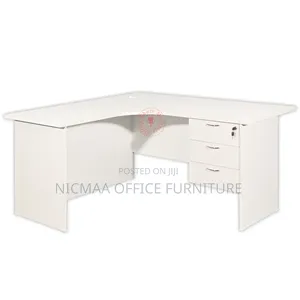 Whiteedge Writing L-Desk With Lockable Drawers