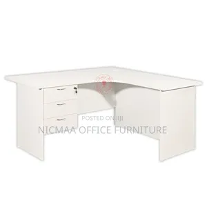Whiteedge Writing L-Desk With Lockable Drawers