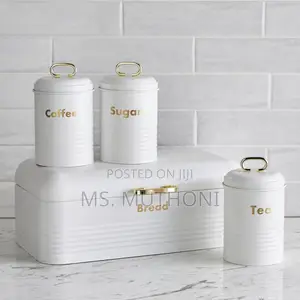 3 Pieces Stainless Steel Coloured Bread Bin Set